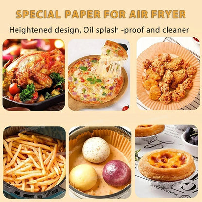 50/100Pcs Air Fryer Disposable Paper Non - Stick Airfryer Baking Papers Round Air - Fryer Paper Liners Paper Kitchen Accessories - RELUX.STORE
