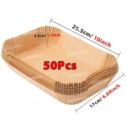 50/100Pcs Air Fryer Disposable Paper Non - Stick Airfryer Baking Papers Round Air - Fryer Paper Liners Paper Kitchen Accessories - RELUX.STORE