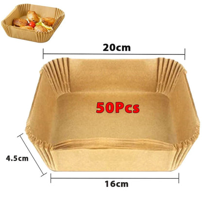 50/100Pcs Air Fryer Disposable Paper Non - Stick Airfryer Baking Papers Round Air - Fryer Paper Liners Paper Kitchen Accessories - RELUX.STORE