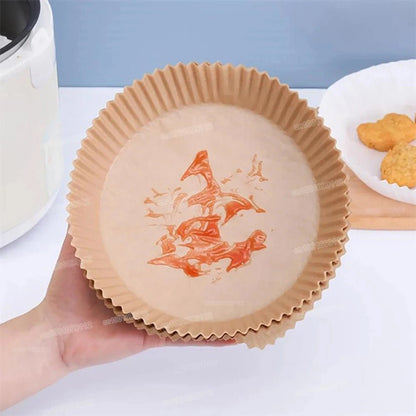 50/100Pcs Air Fryer Disposable Paper Non - Stick Airfryer Baking Papers Round Air - Fryer Paper Liners Paper Kitchen Accessories - RELUX.STORE
