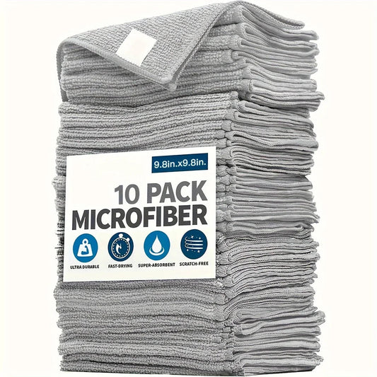 5/10/20pcs Kitchen Towel, Ultra - fine Fiber Light Gray Cleaning Cloth Set, Absorbent, Soft And Stain - removing Cloth - RELUX.STORE