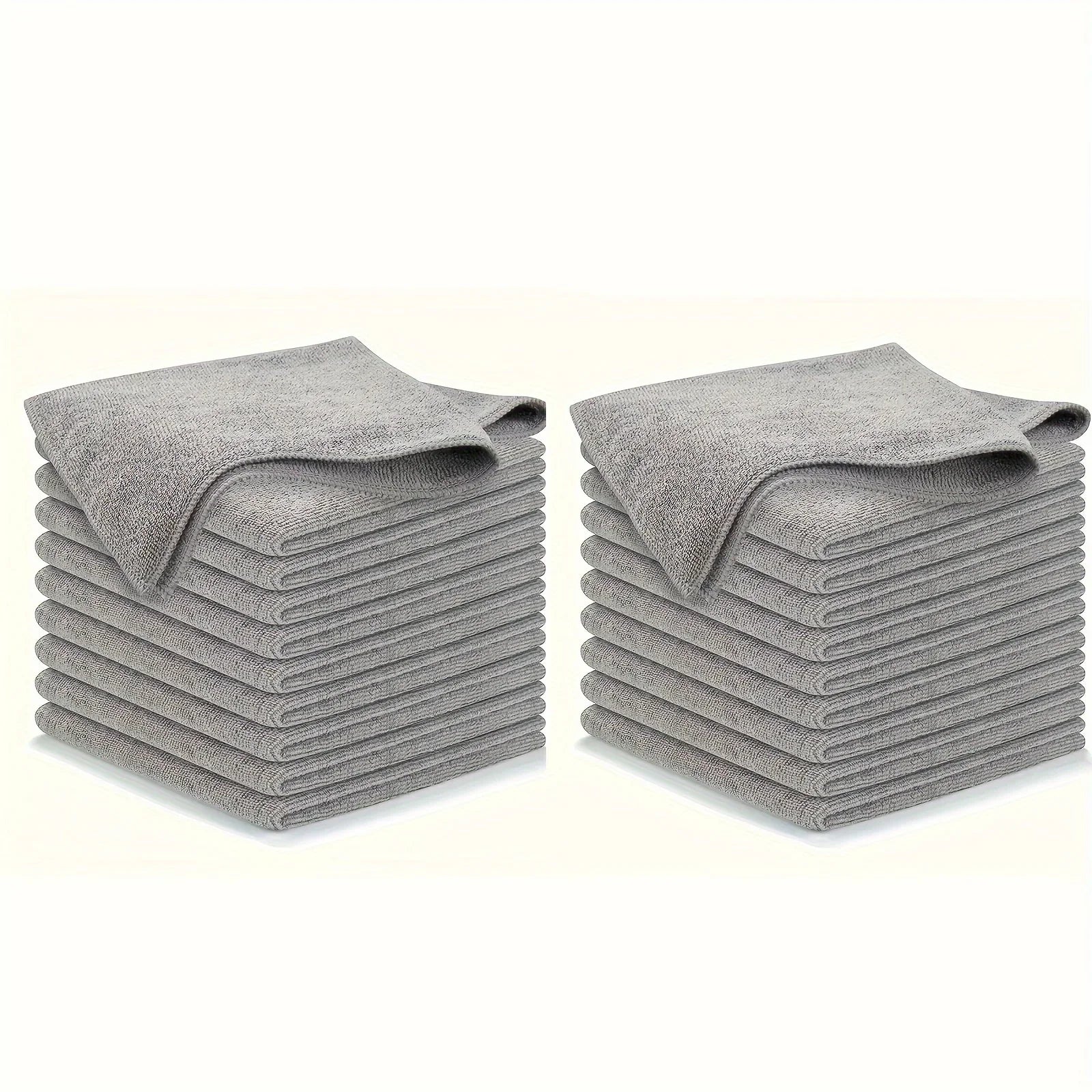 5/10/20pcs Kitchen Towel, Ultra - fine Fiber Light Gray Cleaning Cloth Set, Absorbent, Soft And Stain - removing Cloth - RELUX.STORE