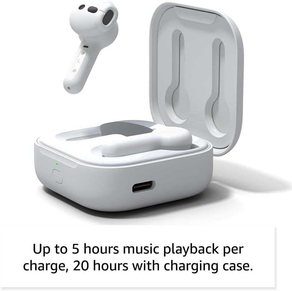 Echo Buds (Newest Model), True Wireless Bluetooth 5.2 Earbuds with Alexa, Audio Personalization, Multipoint, 20H Battery with Charging Case, Fast Charging, Sweat Resistant, Glacier White
