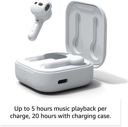 Echo Buds (Newest Model), True Wireless Bluetooth 5.2 Earbuds with Alexa, Audio Personalization, Multipoint, 20H Battery with Charging Case, Fast Charging, Sweat Resistant, Glacier White