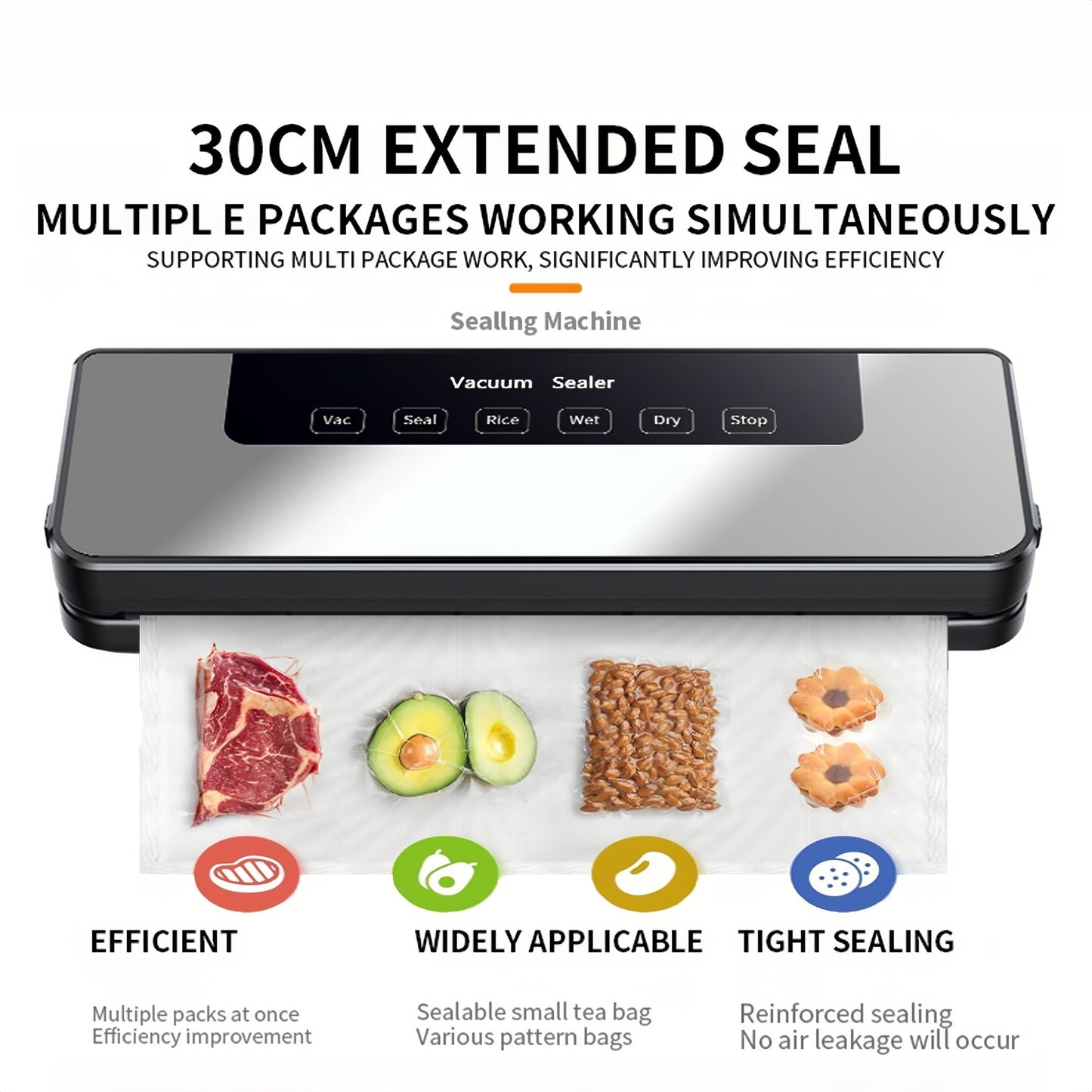 Food Sealer Vacuum ,Sealer Machine 80KPA Food Saver Sealer, Moist & Dry Mode, NTC Overheat Protect