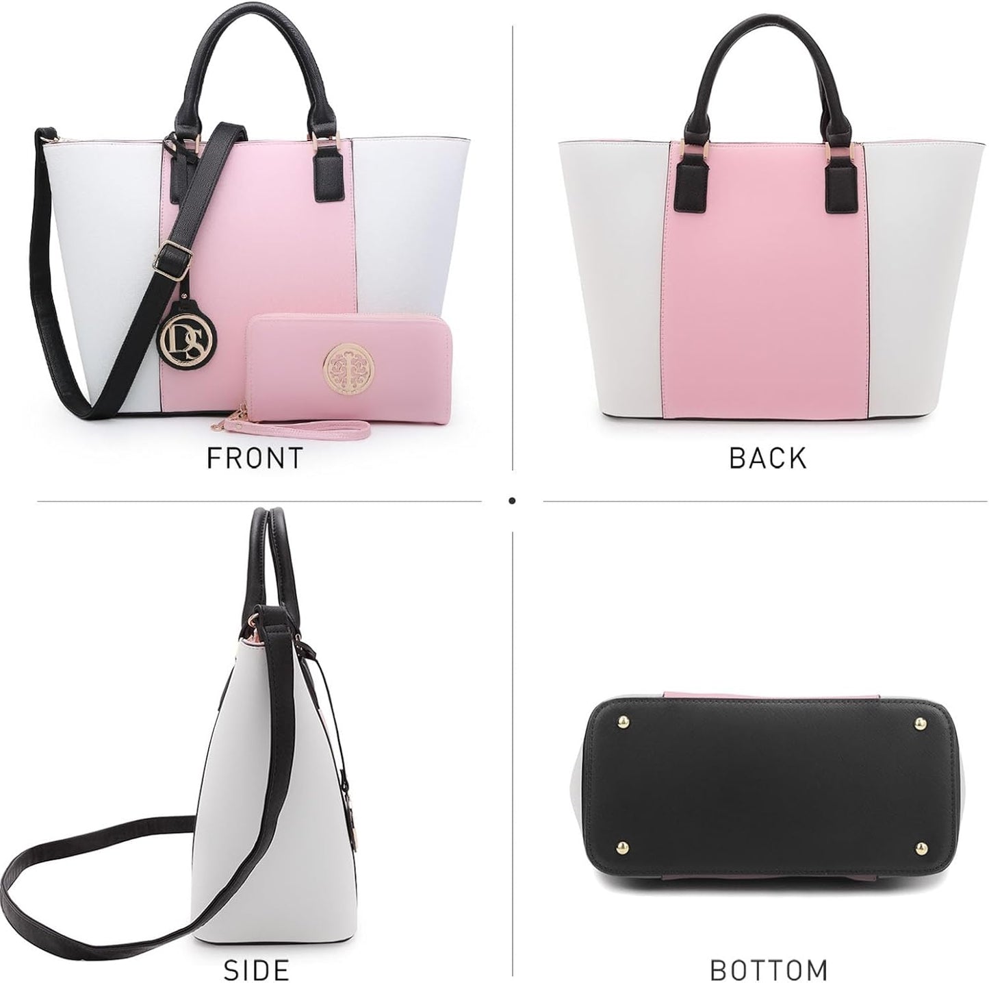 Satchel Purse Handbag for Women Large Shoulder Work Tote Bag with Matching Wallet