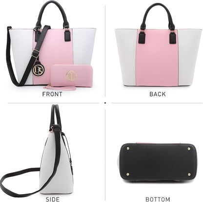 Satchel Purse Handbag for Women Large Shoulder Work Tote Bag with Matching Wallet