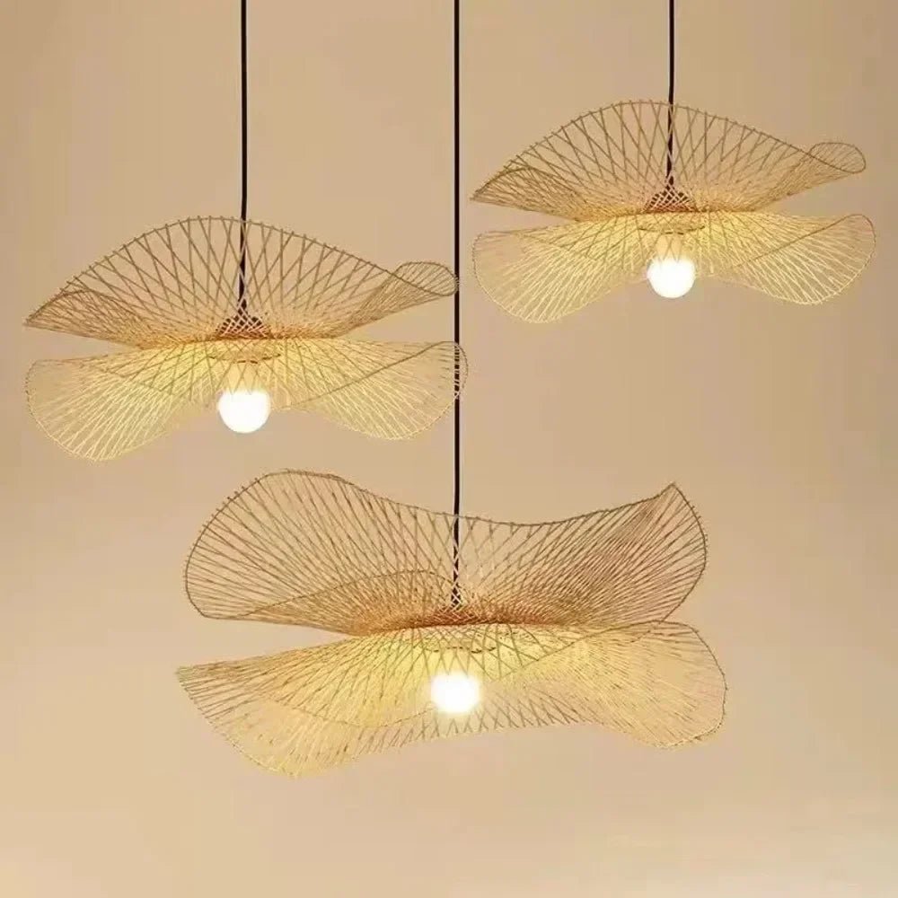 “55CM Handmade Rattan Chandelier – Wicker Pendant Light for Cafe, Bar, Garden, Dining Room & Bedroom” - RELUX.STORE