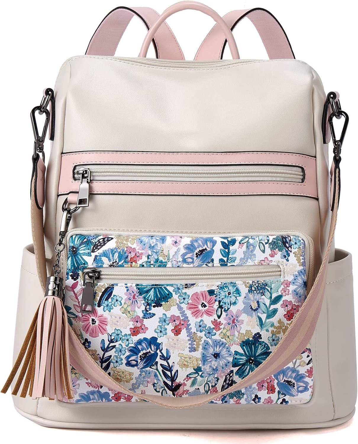 Womens Backpack Purse Vegan Leather Large Travel College Shoulder Bag with Tassel