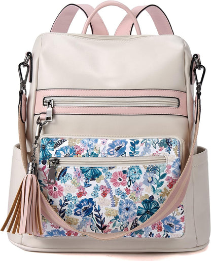 Womens Backpack Purse Vegan Leather Large Travel College Shoulder Bag with Tassel