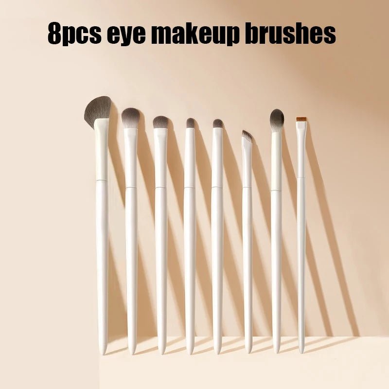 5/6/8/10pcs Natural Eye Makeup Brushes Set Detail Eyeshadow Brush Makeup Brush White Ultra Soft Eyeshadow Eyeliner Makeup Tool - RELUX.STORE