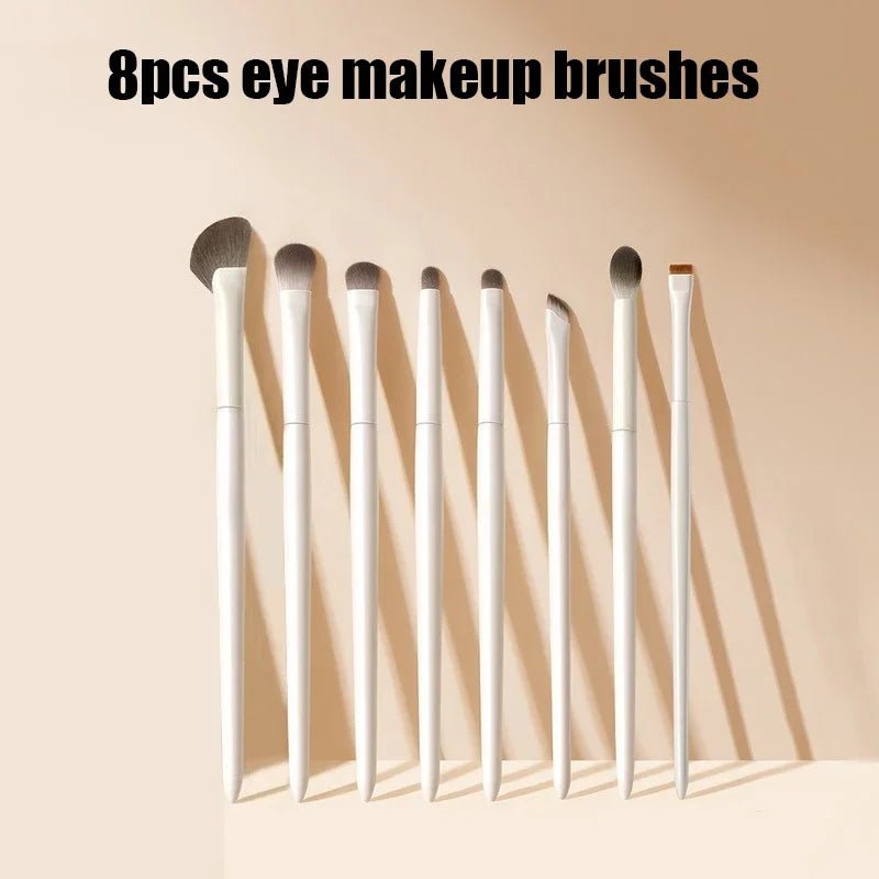 5/6/8/10pcs Natural Eye Makeup Brushes Set Detail Eyeshadow Brush Makeup Brush White Ultra Soft Eyeshadow Eyeliner Makeup Tool - RELUX.STORE