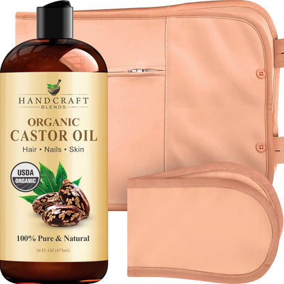 Organic Castor Oil - 16 Fl Oz - 100% Pure and Natural - Premium Grade Carrier Oil for Hair Growth, Eyelashes and Eyebrows - Hair and Body - Expeller-Pressed & Hexane-Free