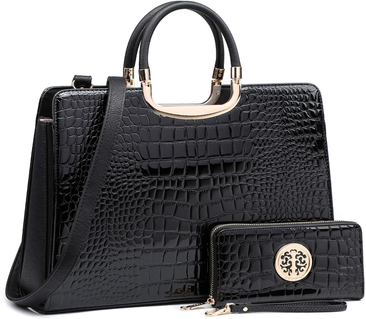 Womens Handbag Top Handle Shoulder Bag Tote Satchel Purse Work Bag with Matching Wallet