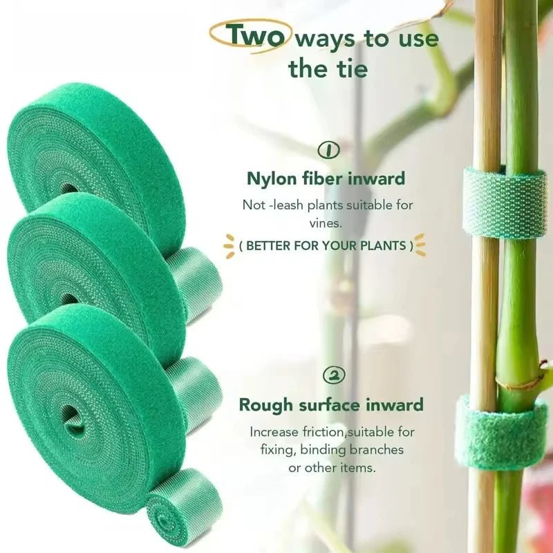 "5M Nylon Plant Ties – Reusable Hook & Loop Garden Fastener Tape for Bamboo, Plants, Flowers | Green Plant Support Home & Garden Accessories" - RELUX.STORE