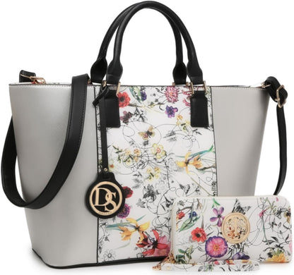 Satchel Purse Handbag for Women Large Shoulder Work Tote Bag with Matching Wallet