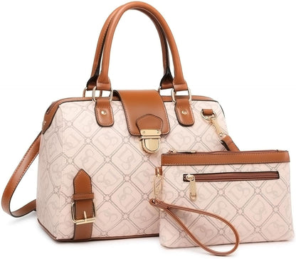 Women Barrel Handbags Fashion Satchel Bags Top Handle Shoulder Purses Vegan Leather Work Tote
