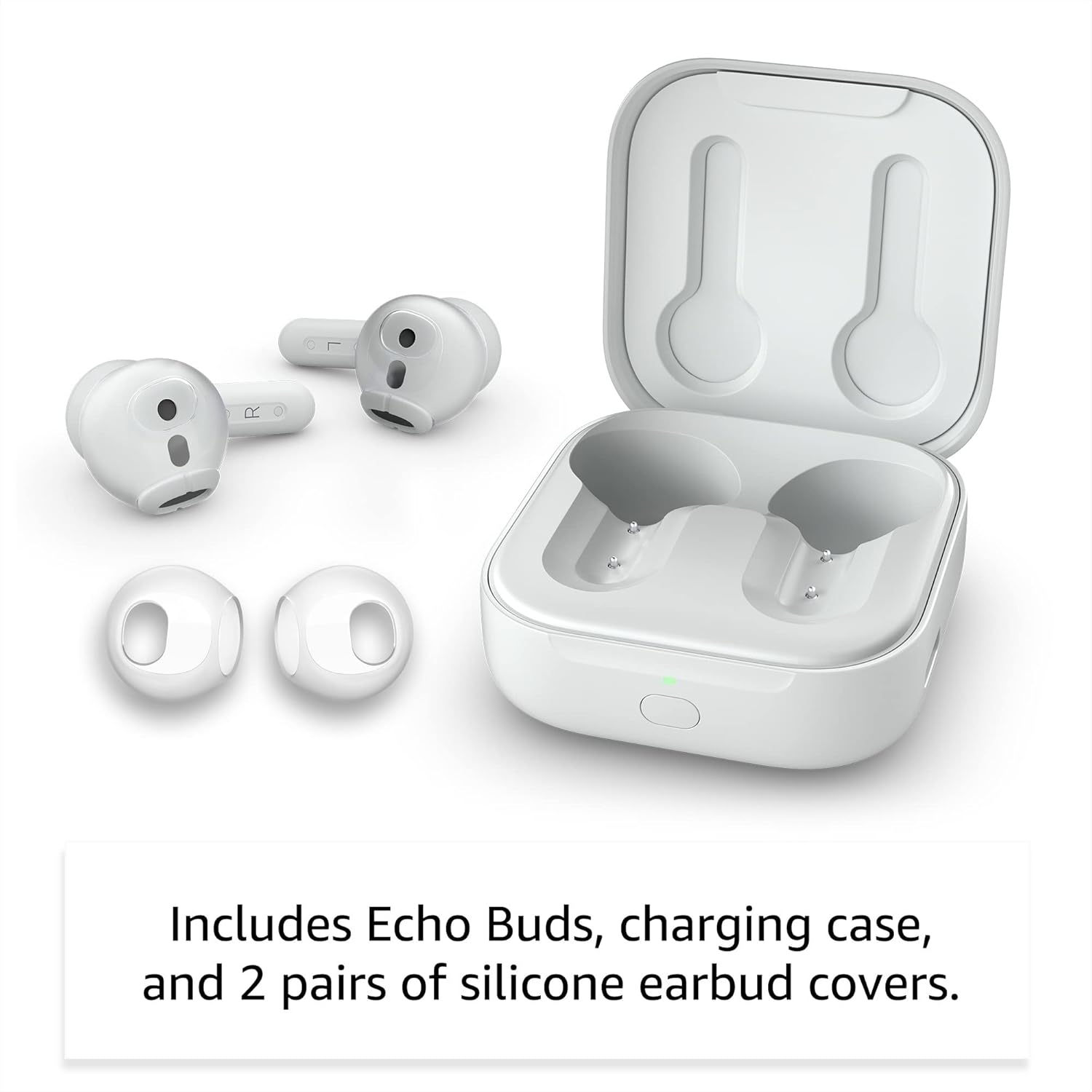 Echo Buds (Newest Model), True Wireless Bluetooth 5.2 Earbuds with Alexa, Audio Personalization, Multipoint, 20H Battery with Charging Case, Fast Charging, Sweat Resistant, Glacier White