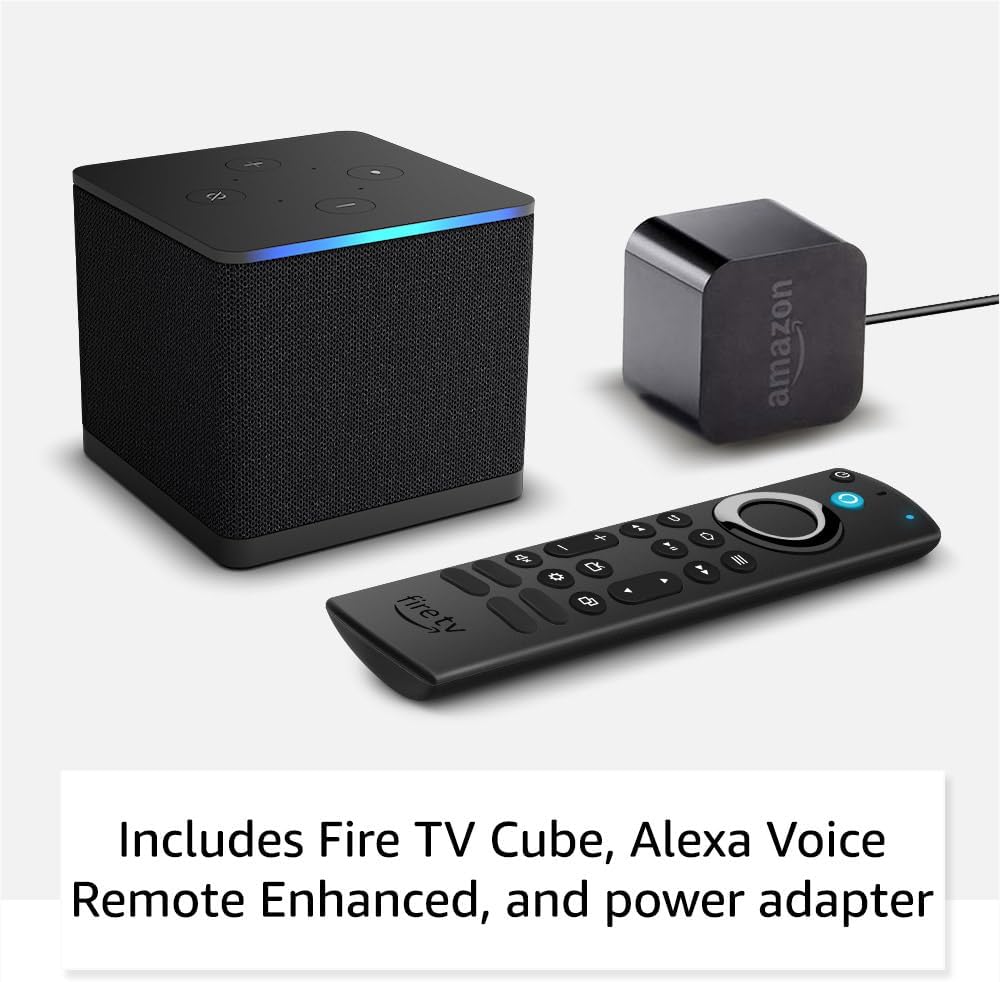 Fire TV Cube (Newest Model) with Ai-Powered Fire TV Search, Hands-Free Streaming Device with Alexa, Wi-Fi 6E, 4K Ultra HD