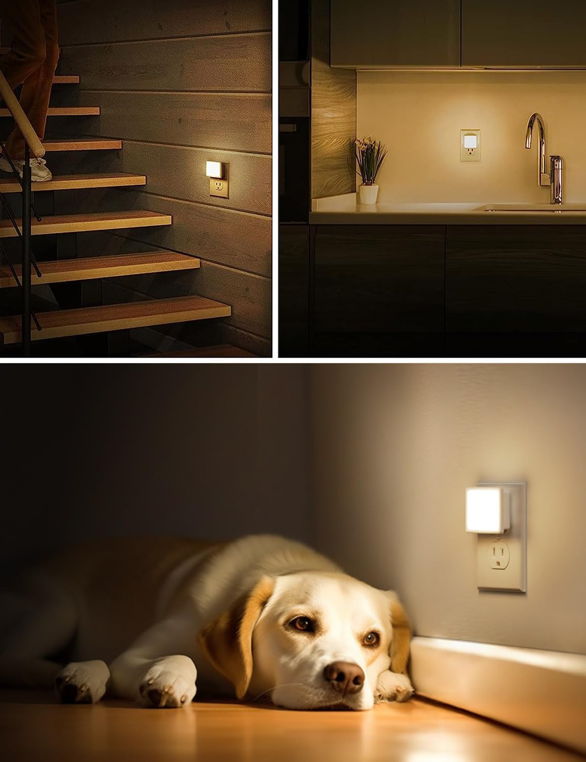 Night Lights Plug into Wall 2-Pack, 0.3W Plug in Night Light, Dusk to Dawn, 3000K Soft White, Bright Nightlight Auto-On/Off, for Adults Kids Room Bedroom Bathroom Hallway Kitchen, Non-Dim