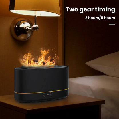 Essential Oil Diffuser & Humidifier – 200ml Flame Aroma Diffuser with 7 Color LED Lights & Timer | Aromatherapy Diffuser for Home, Bedroom & Office (Black)