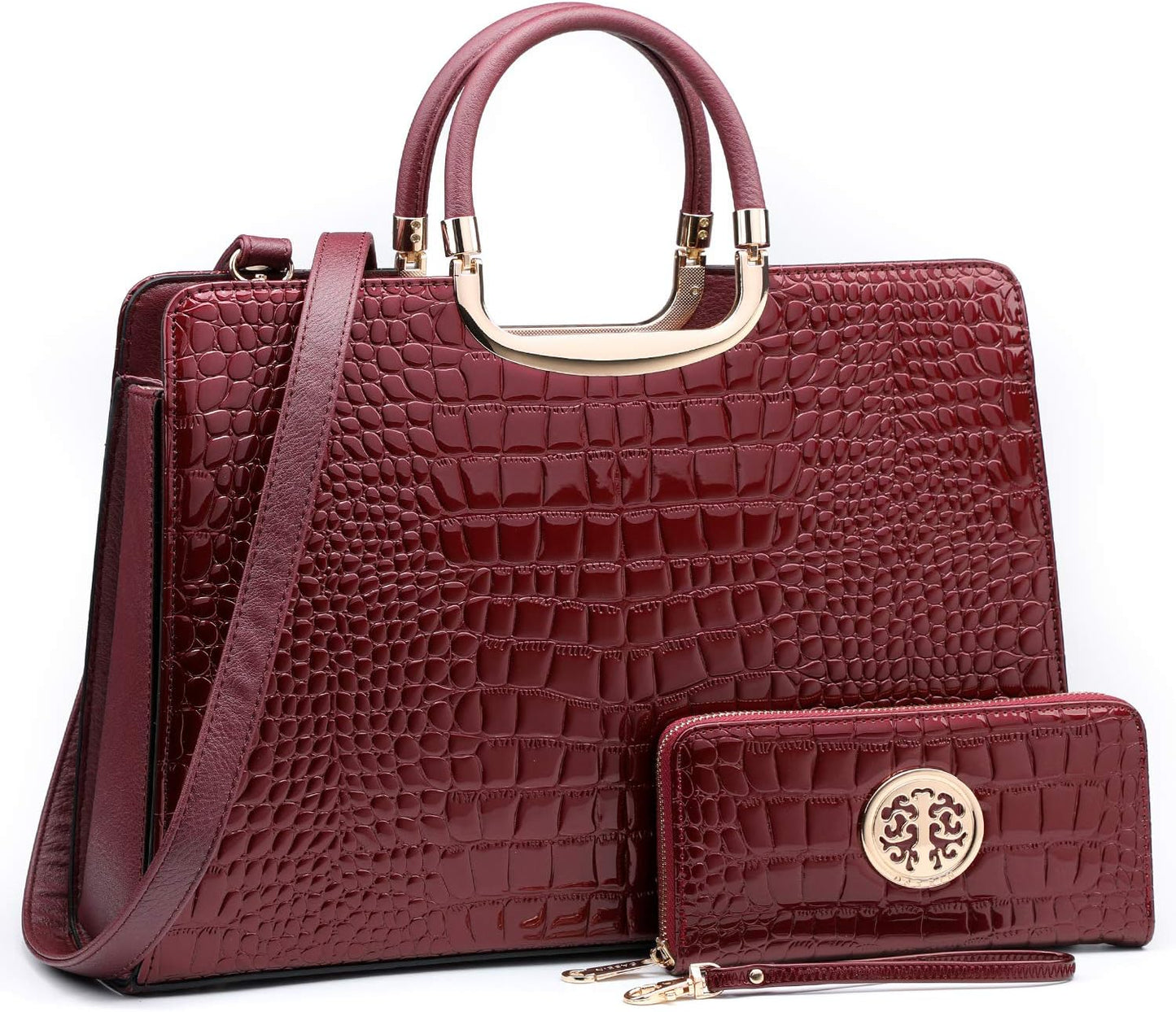 Womens Handbag Top Handle Shoulder Bag Tote Satchel Purse Work Bag with Matching Wallet