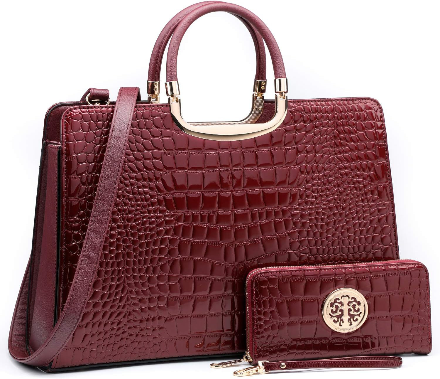 Womens Handbag Top Handle Shoulder Bag Tote Satchel Purse Work Bag with Matching Wallet