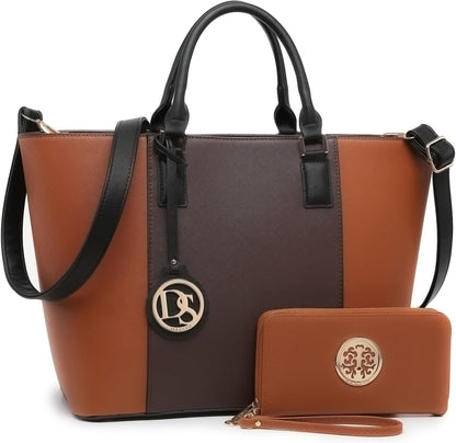 Satchel Purse Handbag for Women Large Shoulder Work Tote Bag with Matching Wallet