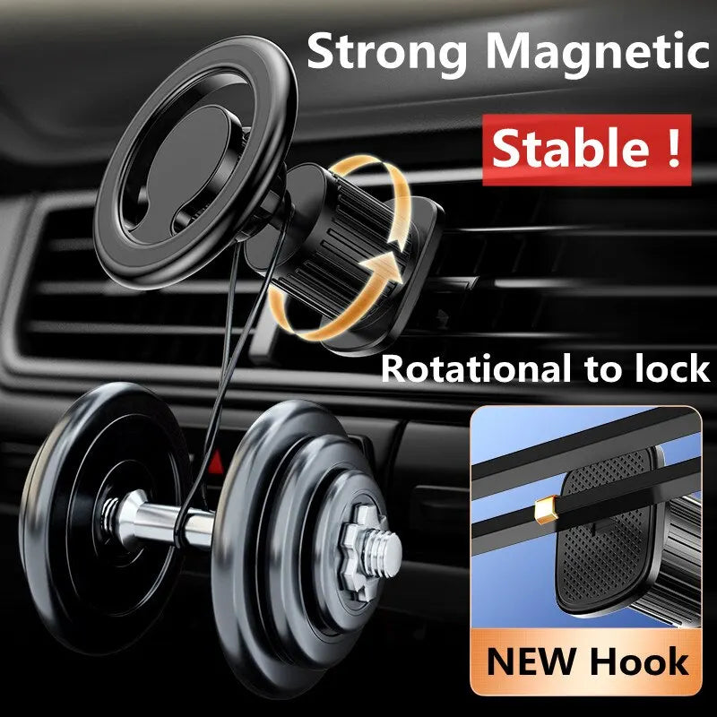 Magnetic Car Phone Holder Mount | Strong Magnet Car Stand for iPhone 15/14/13/12 (MagSafe), Samsung & Xiaomi | 360° Rotation GPS Mobile Bracket