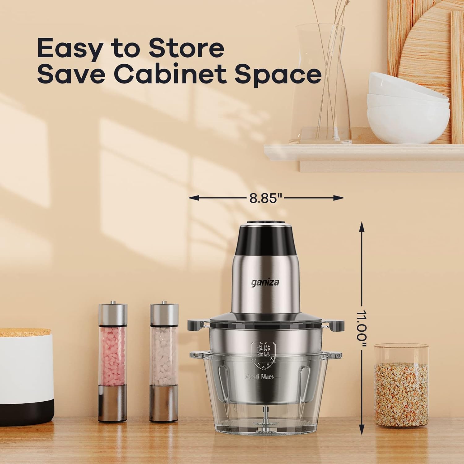 🔥 Food Processor & Electric Meat Grinder – 450W Powerful Copper Motor, Dual 8-Cup Bowls, Bi-Level Stainless Steel Blades – Multifunctional Vegetable Chopper, Fruit, Nut & Meat Grinder 🍖🥦
