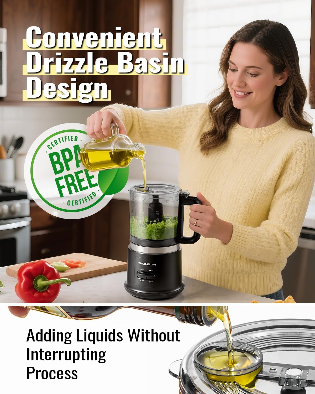 Electric Food Chopper & Meat Grinder – 400W Powerful 4-Cup Processor with 2 Speeds, 4 Stainless Steel Blades & Whisk | BPA-Free Mini Food Processor for Vegetables, Meat, Purees & Mixing