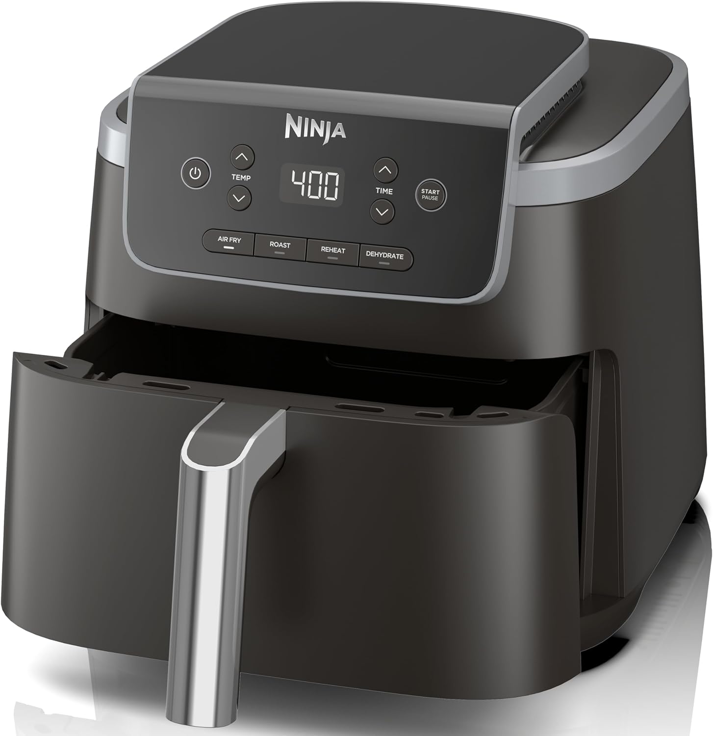 | Air Fryer | 4-In-1 Pro Air Fry, Roast, Reheat, Dehydrate | 5QT Capacity Fits up to 4Lbs of French Fries | 400F Max Temp | Nonstick Basket & Crisper Plate | 120V | Grey | AF141