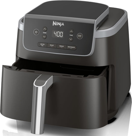 | Air Fryer | 4-In-1 Pro Air Fry, Roast, Reheat, Dehydrate | 5QT Capacity Fits up to 4Lbs of French Fries | 400F Max Temp | Nonstick Basket & Crisper Plate | 120V | Grey | AF141