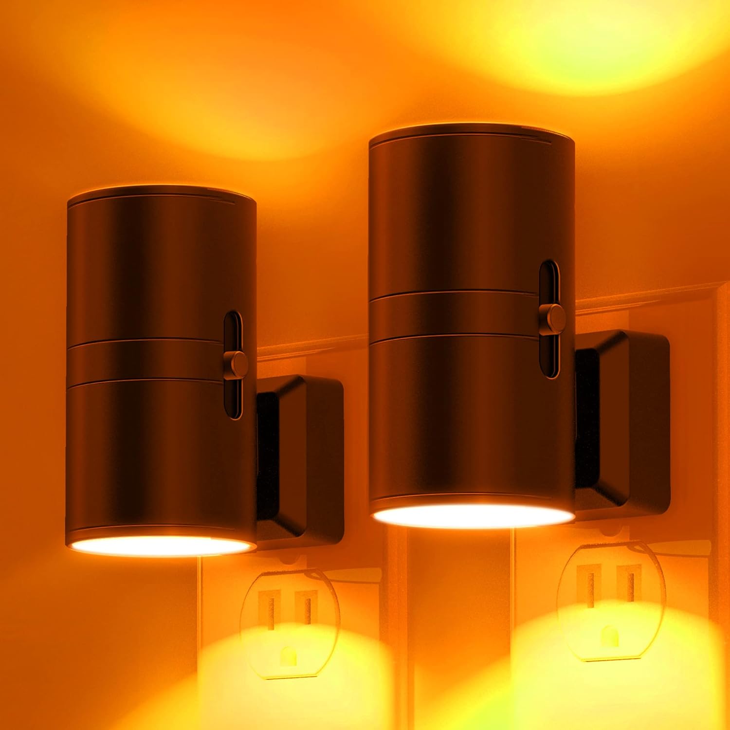 Night Light Plug In, Modern Night Lights Plug into Wall, Dusk to Dawn Sensor, Soft White 3000K, 0-100LM Adjustable Brightness, Dimmable Night Lights for Hallway Bedroom Stairway, 2 Pack