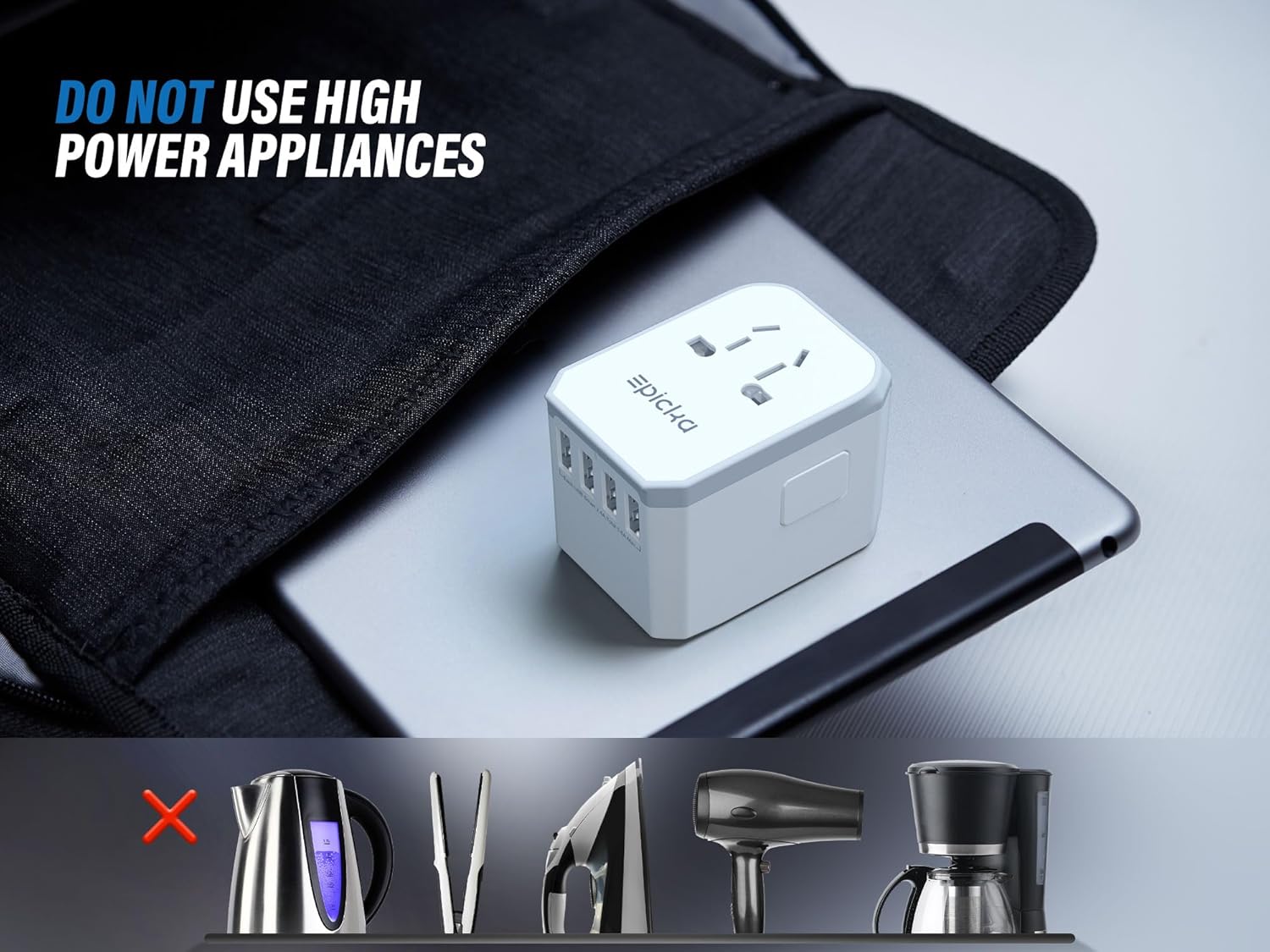 Universal Travel Adapter, European Travel Plug Adapter - International Power Adapter Worldwide Charger with USB-C & 4 USB-A Ports, Travel Essentials for Italy, Japan, Europe, UK (TA-105, White)