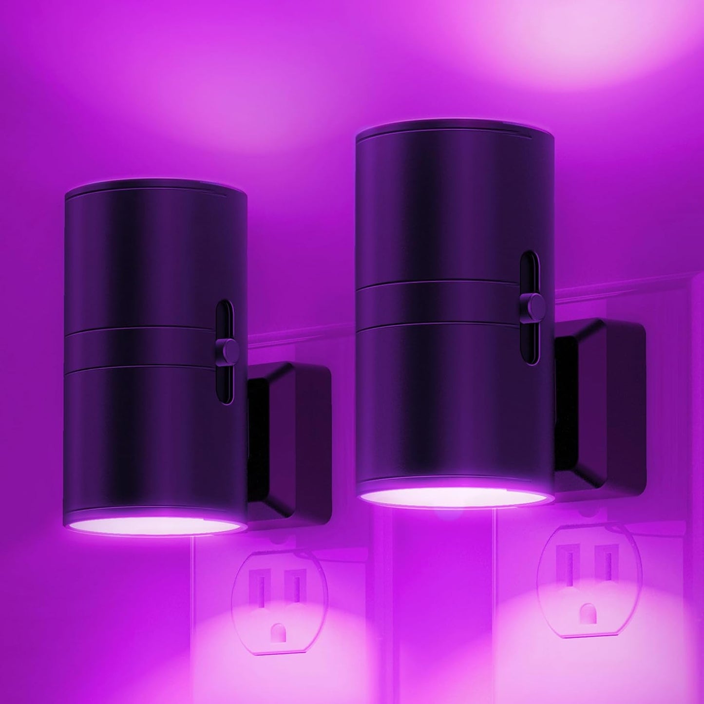 Night Light Plug In, Modern Night Lights Plug into Wall, Dusk to Dawn Sensor, Soft White 3000K, 0-100LM Adjustable Brightness, Dimmable Night Lights for Hallway Bedroom Stairway, 2 Pack