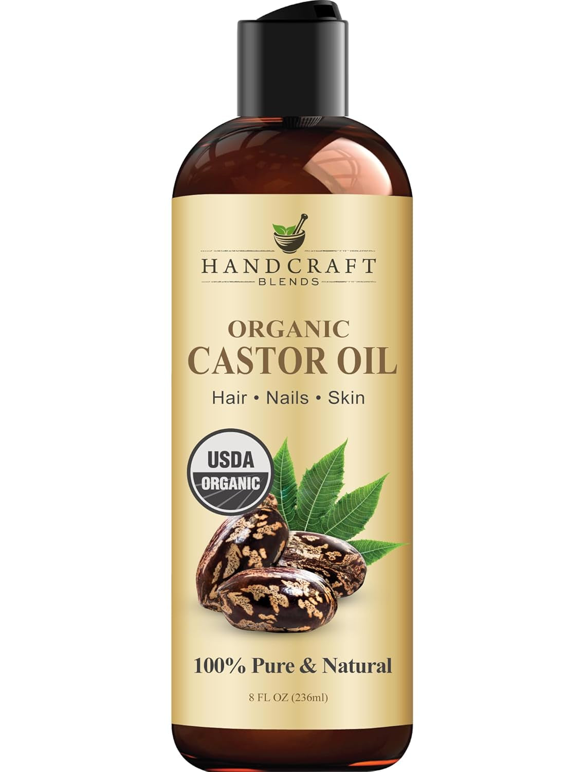 Organic Castor Oil - 16 Fl Oz - 100% Pure and Natural - Premium Grade Carrier Oil for Hair Growth, Eyelashes and Eyebrows - Hair and Body - Expeller-Pressed & Hexane-Free