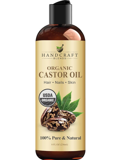 Organic Castor Oil - 16 Fl Oz - 100% Pure and Natural - Premium Grade Carrier Oil for Hair Growth, Eyelashes and Eyebrows - Hair and Body - Expeller-Pressed & Hexane-Free