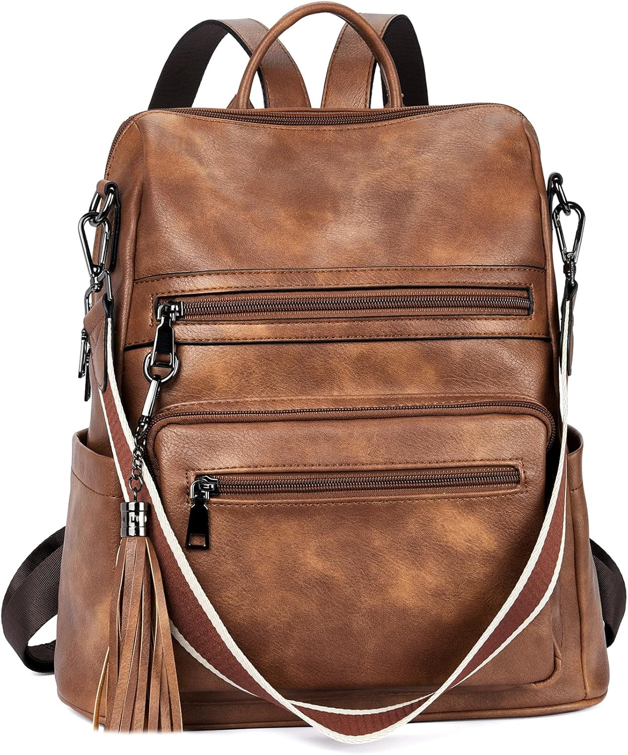 Womens Backpack Purse Vegan Leather Large Travel College Shoulder Bag with Tassel