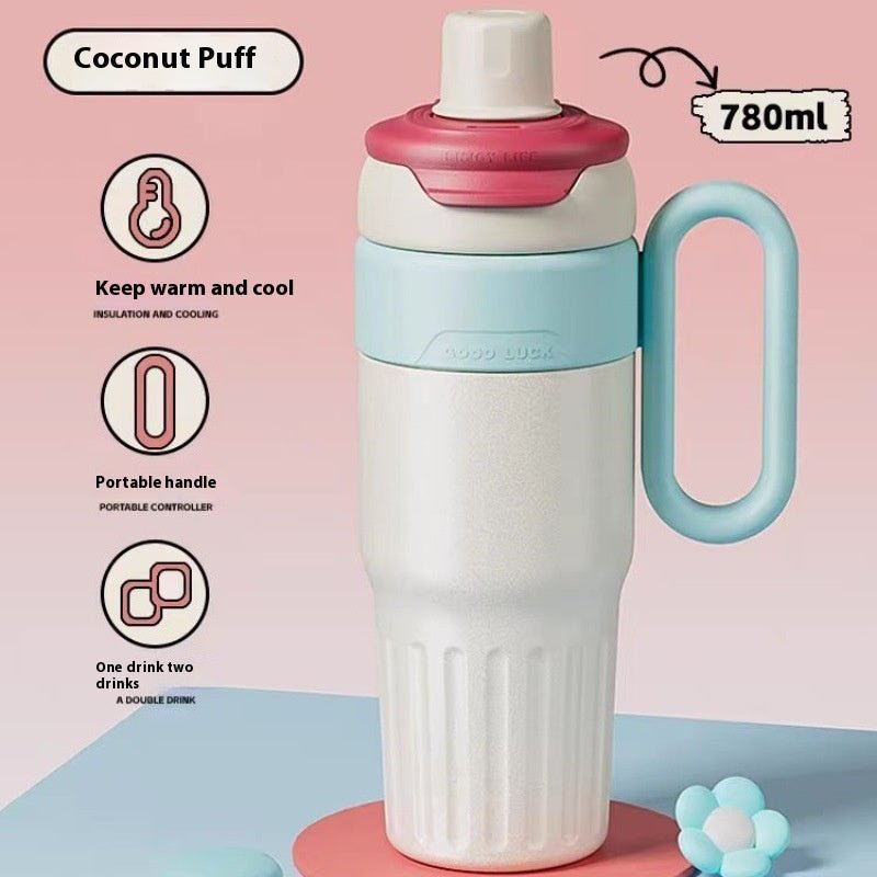 780ml Gradient Double Drink Thermal Cup Stainless Steel With Lid Coffee Cup Thermos Large Capacity Straw Cup For Male And Female - RELUX.STORE