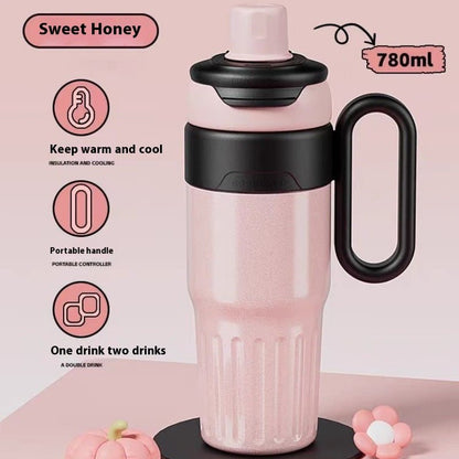 780ml Gradient Double Drink Thermal Cup Stainless Steel With Lid Coffee Cup Thermos Large Capacity Straw Cup For Male And Female - RELUX.STORE
