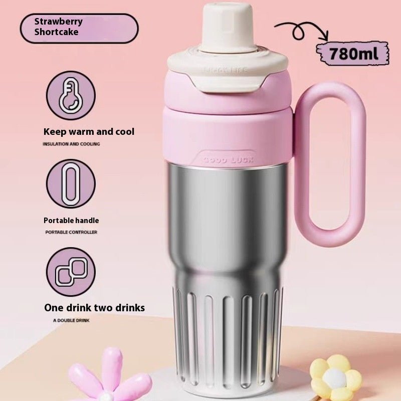 780ml Gradient Double Drink Thermal Cup Stainless Steel With Lid Coffee Cup Thermos Large Capacity Straw Cup For Male And Female - RELUX.STORE