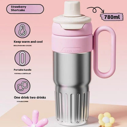 780ml Gradient Double Drink Thermal Cup Stainless Steel With Lid Coffee Cup Thermos Large Capacity Straw Cup For Male And Female - RELUX.STORE