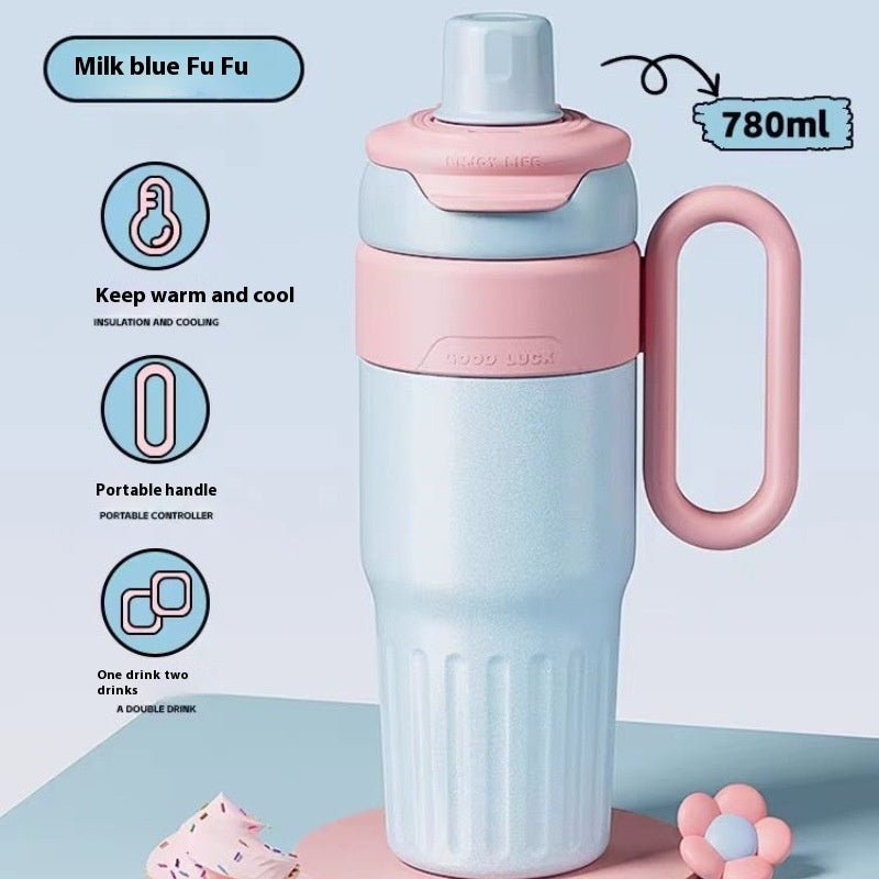780ml Gradient Double Drink Thermal Cup Stainless Steel With Lid Coffee Cup Thermos Large Capacity Straw Cup For Male And Female - RELUX.STORE
