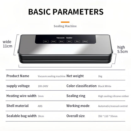 Food Sealer Vacuum ,Sealer Machine 80KPA Food Saver Sealer, Moist & Dry Mode, NTC Overheat Protect