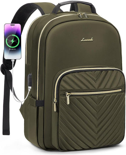 Laptop Backpack for Women 15.6 Inch,Cute Womens Travel Backpack Purse,Professional Laptop Computer Bag,Waterproof Work Business College Teacher Bags Carry on Backpack with USB Port,Mint Green