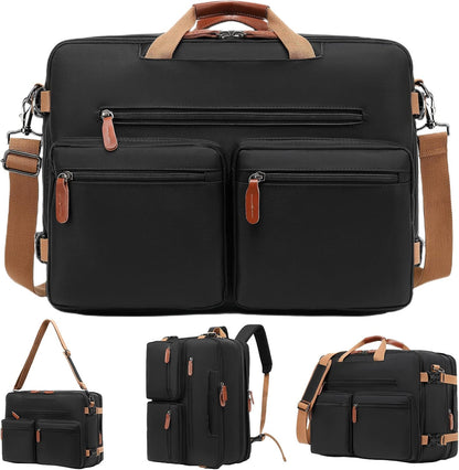 3 in 1 Laptop Bag for Men, 17.3 Inch Work Bags for Men, Laptop Backpack, Briefcases, Messenger Bag, Computer Bags for Laptops for Men Women, Black