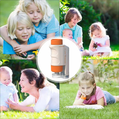 Kid Science Experiment Pocket Microscope Toy Kit 80-160X Educational Mini Handheld Microscope with Light Children STEM Toys Gift
