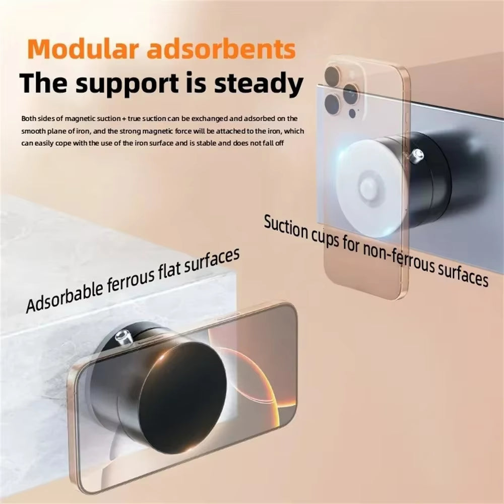 More Portable Vacuum Magnetic Mobile Phone Bracket Adjustable Double-Sided Suction Cup Holder Lazy Stand for All Smartphone