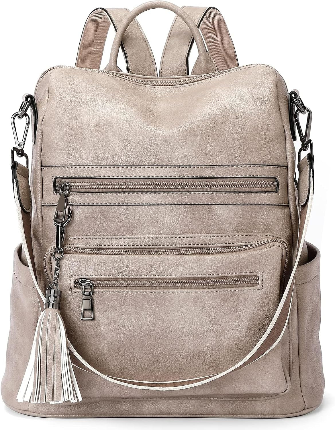 Womens Backpack Purse Vegan Leather Large Travel College Shoulder Bag with Tassel